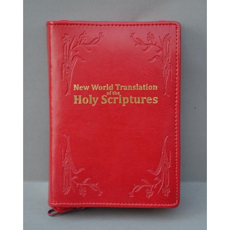 ŚREDNIA BIBLIA miękka oprawa napis złocony i wzór czerwony ANG